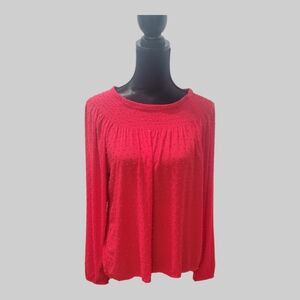 Gap Ladies Red Swiss Dot Long Sleeve Top